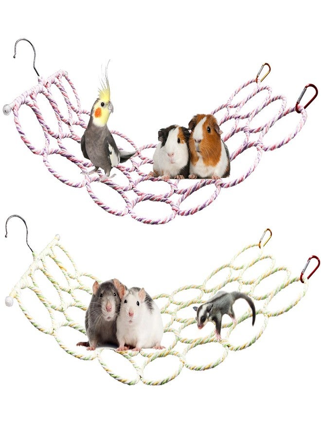 Oooct 2 Pack Hanging Rat Rope Net, Bird Swing Toy, Parrot Climbing Ladder Bridge for Small Animal Cage Accessories - Image 1